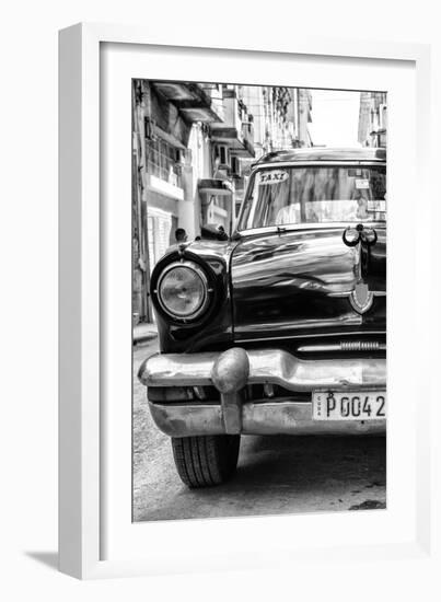 Cuba Fuerte Collection B&W - Old American Taxi Car IV-Philippe Hugonnard-Framed Photographic Print