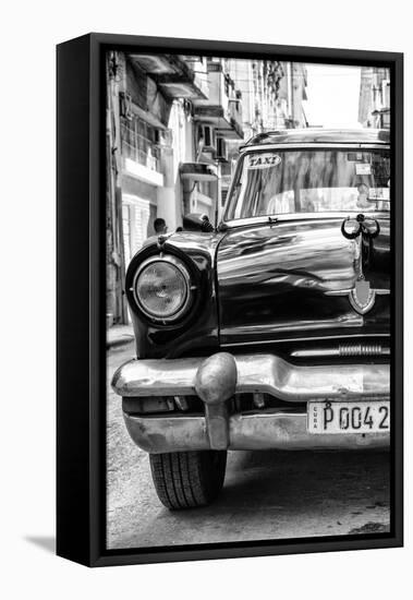 Cuba Fuerte Collection B&W - Old American Taxi Car IV-Philippe Hugonnard-Framed Stretched Canvas