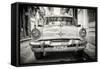 Cuba Fuerte Collection B&W - Old American Taxi Car-Philippe Hugonnard-Framed Stretched Canvas