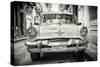 Cuba Fuerte Collection B&W - Old American Taxi Car-Philippe Hugonnard-Stretched Canvas