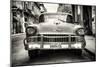 Cuba Fuerte Collection B&W - Old Chevrolet in Havana-Philippe Hugonnard-Mounted Photographic Print