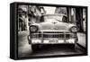 Cuba Fuerte Collection B&W - Old Chevrolet in Havana-Philippe Hugonnard-Framed Stretched Canvas