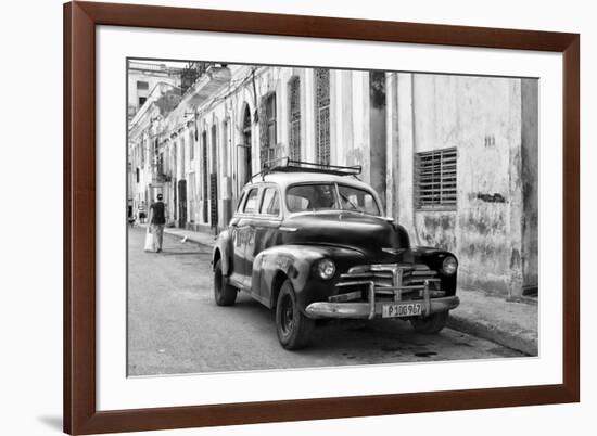 Cuba Fuerte Collection B&W - Old Chevy in Havana II-Philippe Hugonnard-Framed Photographic Print