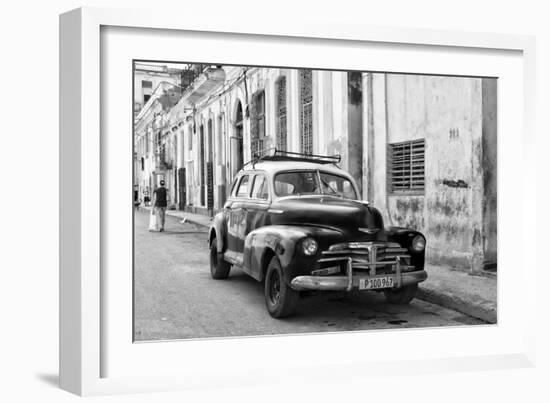 Cuba Fuerte Collection B&W - Old Chevy in Havana II-Philippe Hugonnard-Framed Photographic Print