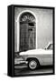 Cuba Fuerte Collection B&W - Old Classic Car in Santa Clara III-Philippe Hugonnard-Framed Stretched Canvas