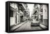 Cuba Fuerte Collection B&W - Old Havana Downtown Street-Philippe Hugonnard-Framed Stretched Canvas