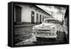 Cuba Fuerte Collection B&W - Plymouth Classic Car-Philippe Hugonnard-Framed Stretched Canvas