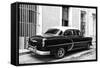 Cuba Fuerte Collection B&W - Retro Taxi II-Philippe Hugonnard-Framed Stretched Canvas