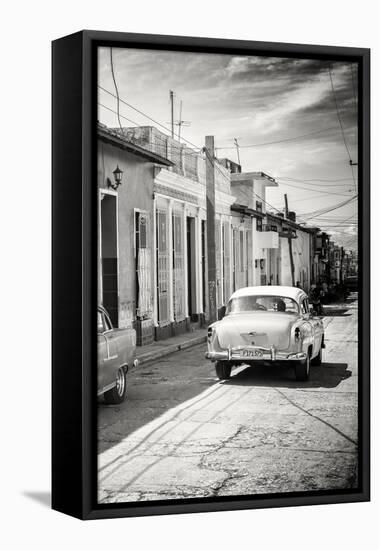 Cuba Fuerte Collection B&W - Sancti Spiritus Street Scene III-Philippe Hugonnard-Framed Stretched Canvas