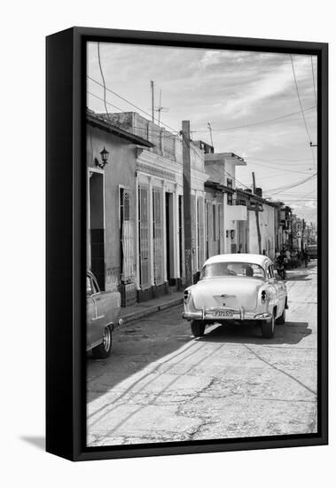 Cuba Fuerte Collection B&W - Sancti Spiritus Street Scene IV-Philippe Hugonnard-Framed Stretched Canvas