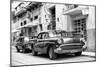 Cuba Fuerte Collection B&W - Taxi in Downtown Havana II-Philippe Hugonnard-Mounted Photographic Print