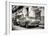 Cuba Fuerte Collection B&W - Taxi in Downtown Havana-Philippe Hugonnard-Framed Photographic Print