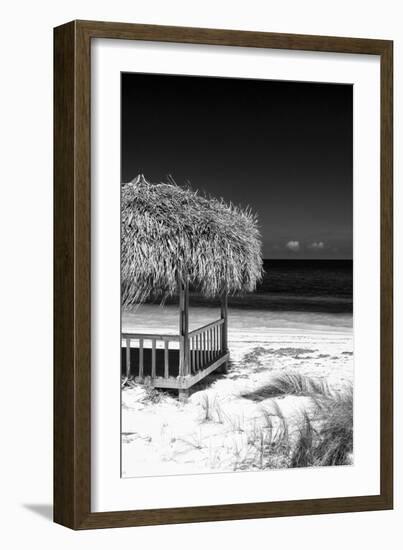 Cuba Fuerte Collection B&W - Tropical Beach Umbrella II-Philippe Hugonnard-Framed Photographic Print