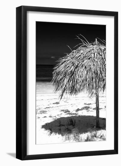 Cuba Fuerte Collection B&W - Tropical Beach Umbrella IV-Philippe Hugonnard-Framed Photographic Print