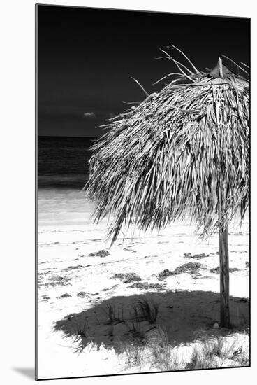 Cuba Fuerte Collection B&W - Tropical Beach Umbrella IV-Philippe Hugonnard-Mounted Photographic Print