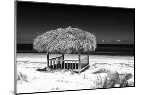 Cuba Fuerte Collection B&W - Tropical Beach Umbrella-Philippe Hugonnard-Mounted Photographic Print