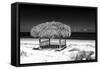 Cuba Fuerte Collection B&W - Tropical Beach Umbrella-Philippe Hugonnard-Framed Stretched Canvas