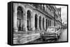 Cuba Fuerte Collection B&W - Vintage Car in Havana VII-Philippe Hugonnard-Framed Stretched Canvas