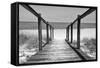 Cuba Fuerte Collection B&W - Wooden Pier on Tropical Beach II-Philippe Hugonnard-Framed Stretched Canvas