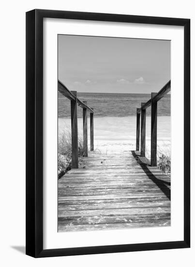 Cuba Fuerte Collection B&W - Wooden Pier on Tropical Beach III-Philippe Hugonnard-Framed Photographic Print