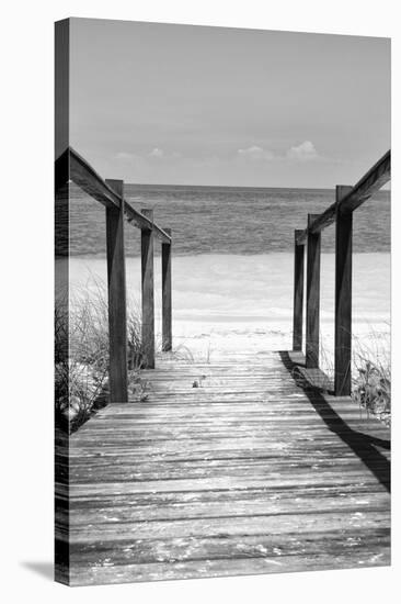 Cuba Fuerte Collection B&W - Wooden Pier on Tropical Beach III-Philippe Hugonnard-Stretched Canvas