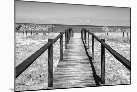 Cuba Fuerte Collection B&W - Wooden Pier on Tropical Beach IV-Philippe Hugonnard-Mounted Photographic Print