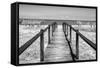 Cuba Fuerte Collection B&W - Wooden Pier on Tropical Beach IV-Philippe Hugonnard-Framed Stretched Canvas