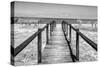 Cuba Fuerte Collection B&W - Wooden Pier on Tropical Beach IV-Philippe Hugonnard-Stretched Canvas