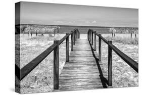 Cuba Fuerte Collection B&W - Wooden Pier on Tropical Beach IV-Philippe Hugonnard-Stretched Canvas