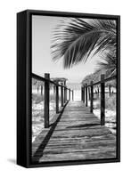 Cuba Fuerte Collection B&W - Wooden Pier on Tropical Beach IX-Philippe Hugonnard-Framed Stretched Canvas