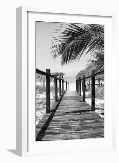 Cuba Fuerte Collection B&W - Wooden Pier on Tropical Beach IX-Philippe Hugonnard-Framed Photographic Print