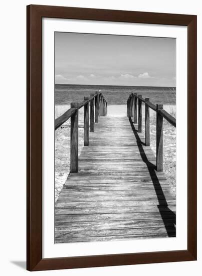 Cuba Fuerte Collection B&W - Wooden Pier on Tropical Beach V-Philippe Hugonnard-Framed Photographic Print