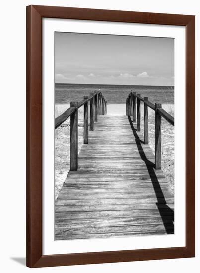 Cuba Fuerte Collection B&W - Wooden Pier on Tropical Beach V-Philippe Hugonnard-Framed Photographic Print