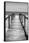 Cuba Fuerte Collection B&W - Wooden Pier on Tropical Beach V-Philippe Hugonnard-Framed Stretched Canvas