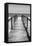 Cuba Fuerte Collection B&W - Wooden Pier on Tropical Beach V-Philippe Hugonnard-Framed Stretched Canvas