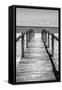 Cuba Fuerte Collection B&W - Wooden Pier on Tropical Beach V-Philippe Hugonnard-Framed Stretched Canvas