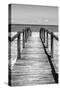 Cuba Fuerte Collection B&W - Wooden Pier on Tropical Beach V-Philippe Hugonnard-Stretched Canvas