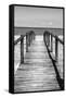 Cuba Fuerte Collection B&W - Wooden Pier on Tropical Beach V-Philippe Hugonnard-Framed Stretched Canvas