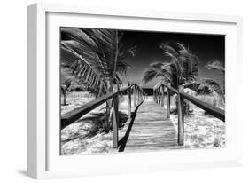 Cuba Fuerte Collection B&W - Wooden Pier on Tropical Beach VI-Philippe Hugonnard-Framed Photographic Print