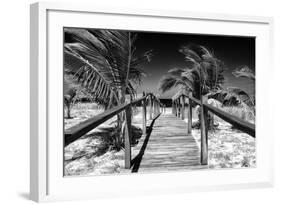 Cuba Fuerte Collection B&W - Wooden Pier on Tropical Beach VI-Philippe Hugonnard-Framed Photographic Print