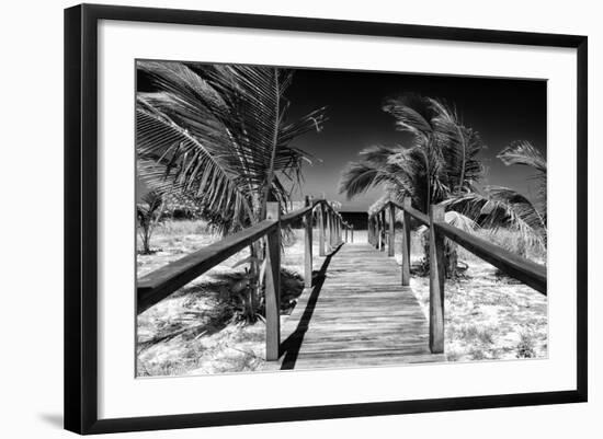 Cuba Fuerte Collection B&W - Wooden Pier on Tropical Beach VI-Philippe Hugonnard-Framed Photographic Print