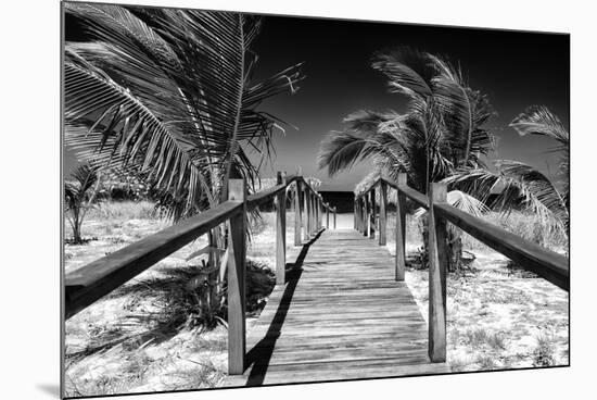 Cuba Fuerte Collection B&W - Wooden Pier on Tropical Beach VI-Philippe Hugonnard-Mounted Photographic Print