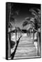 Cuba Fuerte Collection B&W - Wooden Pier on Tropical Beach VII-Philippe Hugonnard-Framed Stretched Canvas