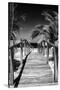 Cuba Fuerte Collection B&W - Wooden Pier on Tropical Beach VII-Philippe Hugonnard-Stretched Canvas