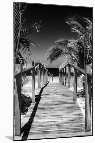 Cuba Fuerte Collection B&W - Wooden Pier on Tropical Beach VII-Philippe Hugonnard-Mounted Photographic Print