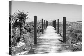 Cuba Fuerte Collection B&W - Wooden Pier on Tropical Beach-Philippe Hugonnard-Stretched Canvas