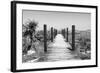 Cuba Fuerte Collection B&W - Wooden Pier on Tropical Beach-Philippe Hugonnard-Framed Photographic Print