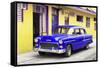 Cuba Fuerte Collection - Beautiful Classic American Blue Car-Philippe Hugonnard-Framed Stretched Canvas