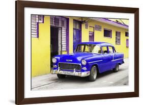 Cuba Fuerte Collection - Beautiful Classic American Blue Car-Philippe Hugonnard-Framed Photographic Print