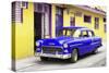 Cuba Fuerte Collection - Beautiful Classic American Blue Car-Philippe Hugonnard-Stretched Canvas